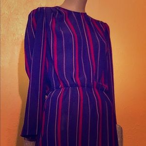 Vintage 70s-early 80s blue striped secretary dress